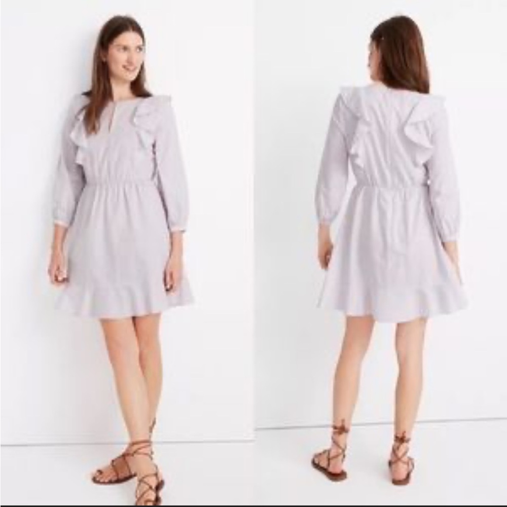 Madewell Soft Cotton Lavender Ruffle Dress Size 2
